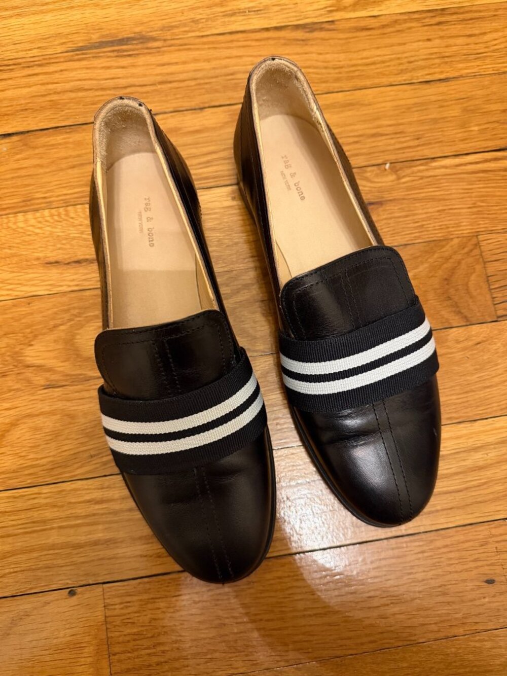 rag & bone Black and White Amber Striped Leather Loafer